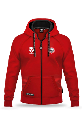 Bluza bawełniana rozpinana BAS Białystok czerwona Przód.png