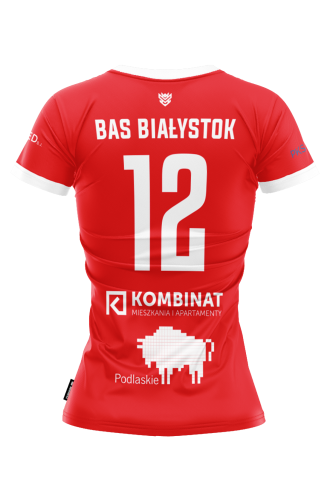 Koszulka BAS Białystok 2025 2026 czerwona damska Tył.png