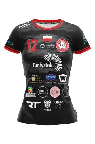 Koszulka BAS Białystok 2024 2025 czarna damska Przód.png